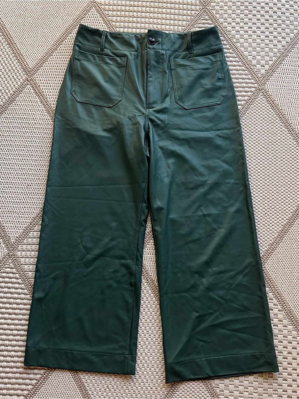 Maeve Forest Green Wide-Leg Faux Leather Pants - Picture 2 of 10